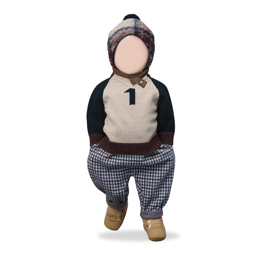 ERIK WOOL PLAID BEANIE - DARK BLUE