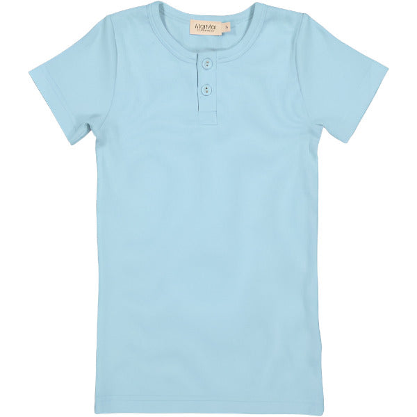 HEAVENLY BLUE RIBBED HENLEY SHIRT