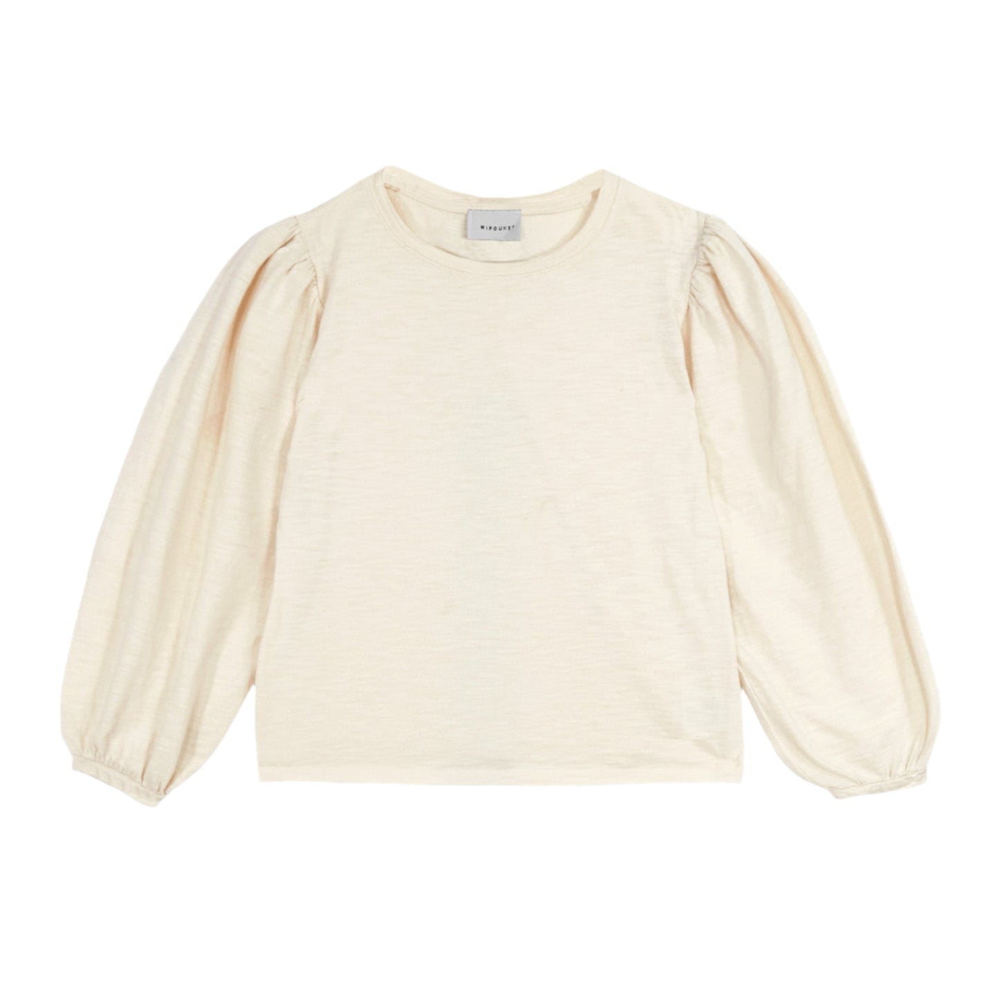 Cream-colored blouse with puff sleeves on a white background