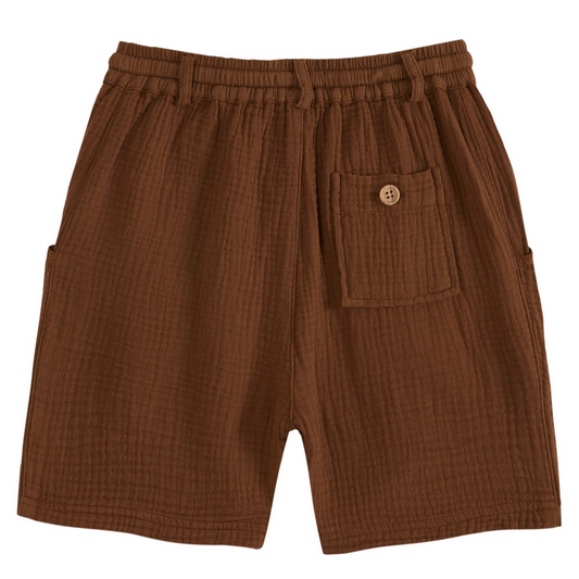 SHORTS COTTON GAUZE SHORTS - COOKIE