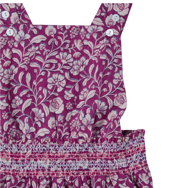 FLORAL PRINTED OVERALL SHORTS - VIOLET