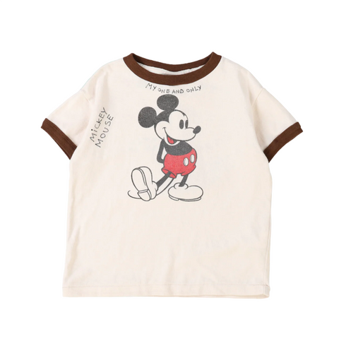 VINTAGE COTTON MICKEY MOUSE SCRIBLING RINGER TEE
