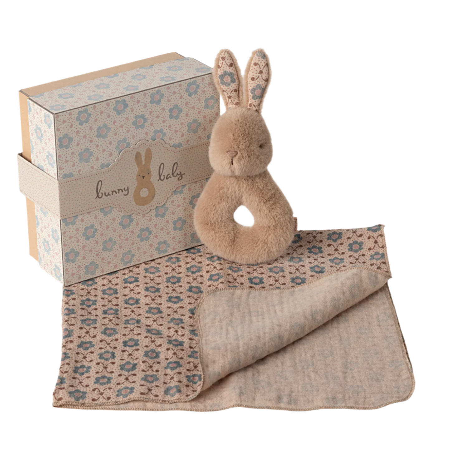 MAILEG RABBIT RATTLE SET - CORAL