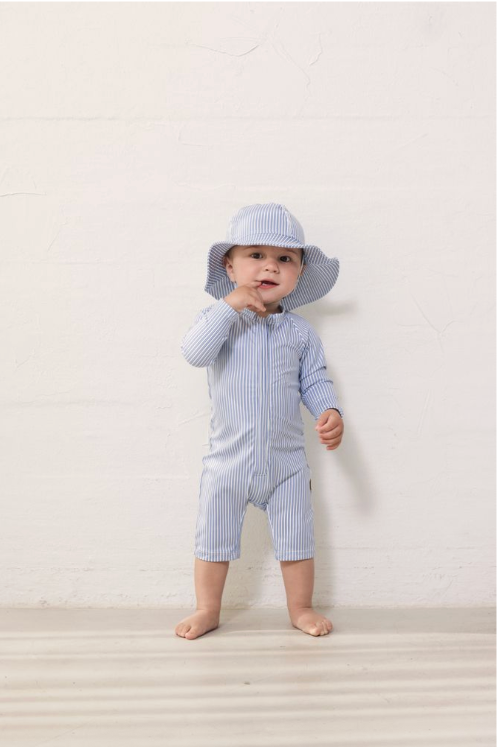 ALBA LONG SWIM HAT - BLUE STRIPES