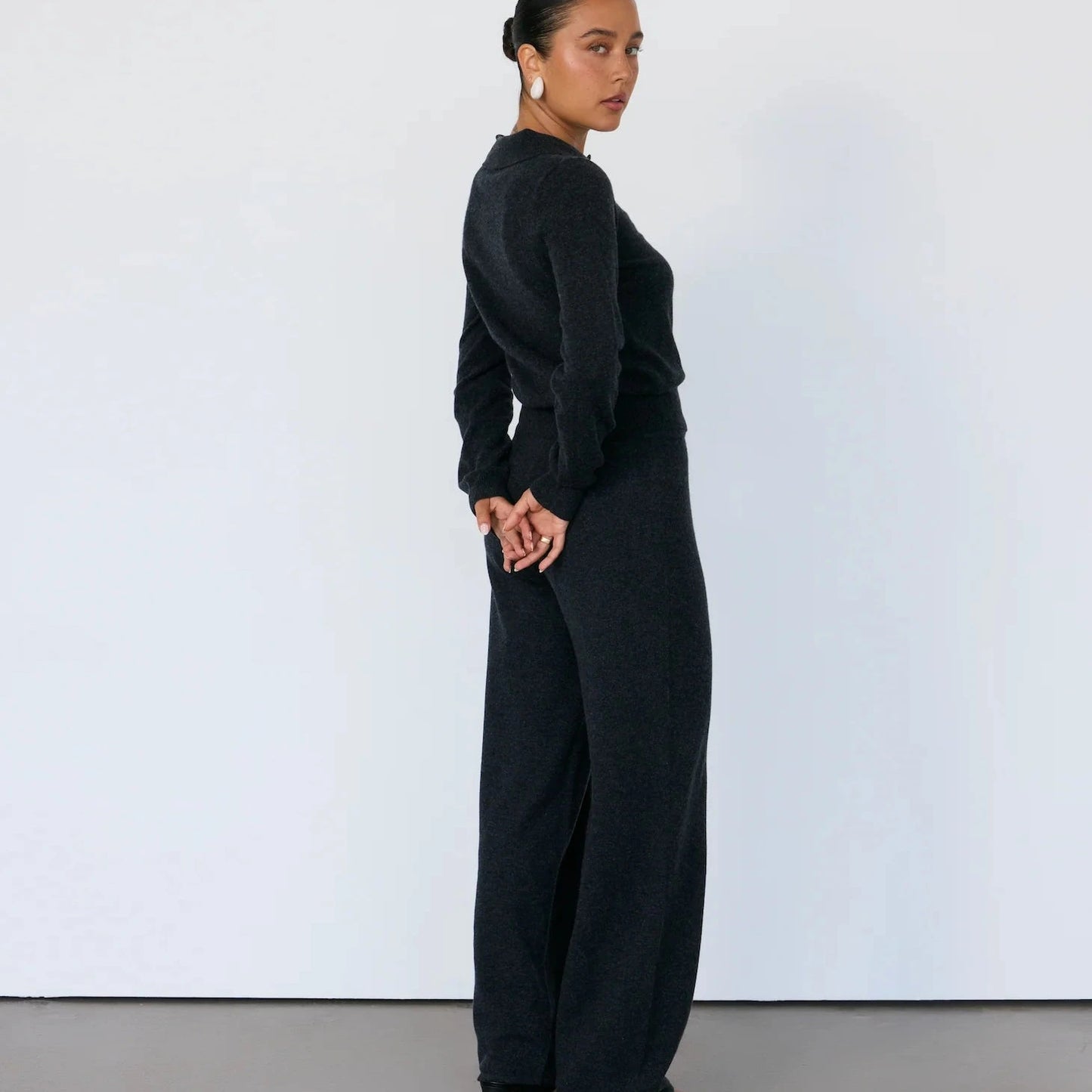 TOVE CASHMERE POLO - CHARCOAL