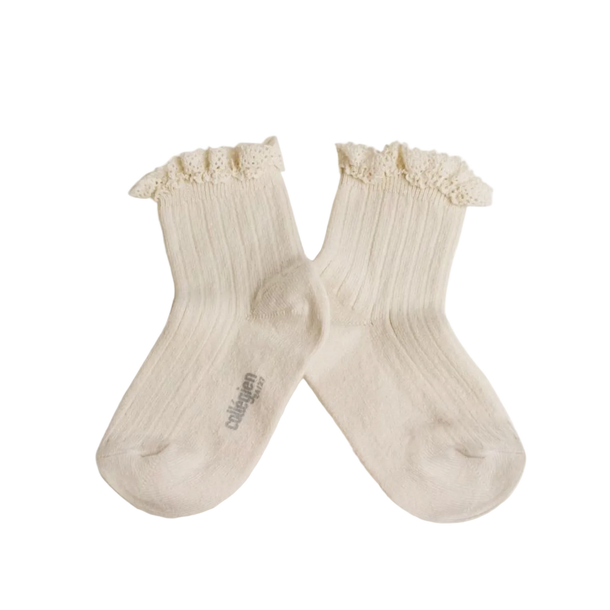LILI LACE TRIM RIBBED ANKLED SOCKS