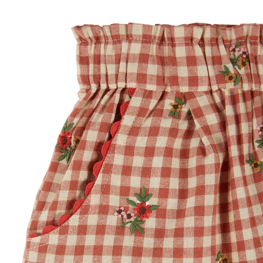 FLORAL GINGHAM PANTS - VICHY BRODERIE
