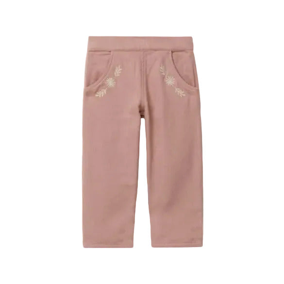 PINK EMBROIDERED COTTON PANTS