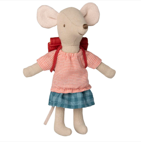 MAILEG TRICYCLE MOUSE, BIG SISTER WITH BAG - RED