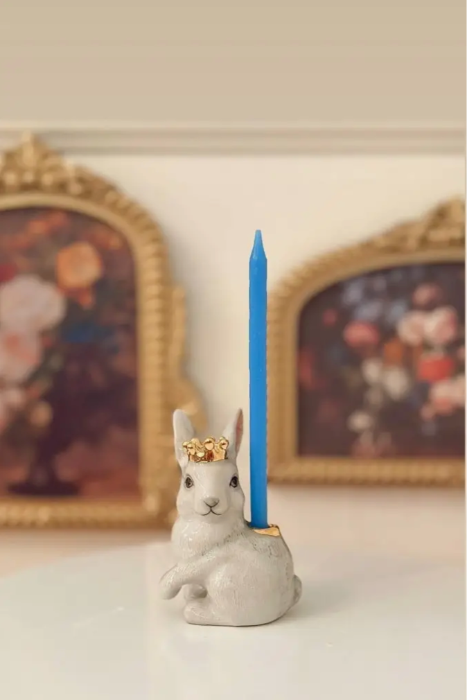 ROYAL WHITE RABBIT CAKE TOPPER