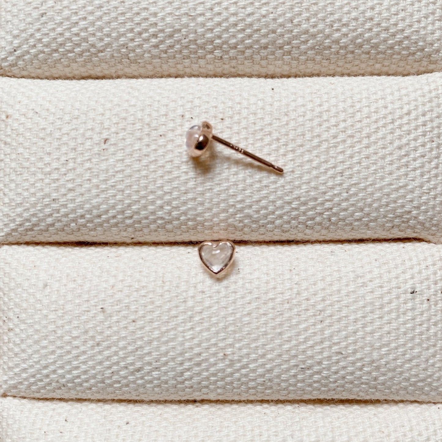 MOONSTONE HEART EARRINGS - ROSE GOLD