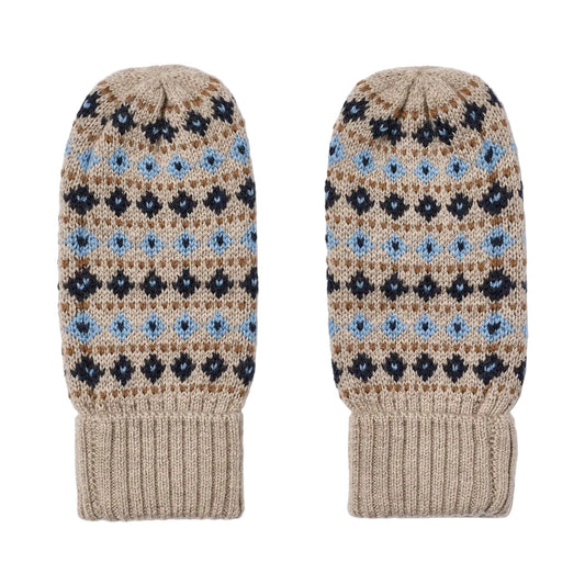 HAANSI JACQUARD MITTENS - WARM SAND MELANGE