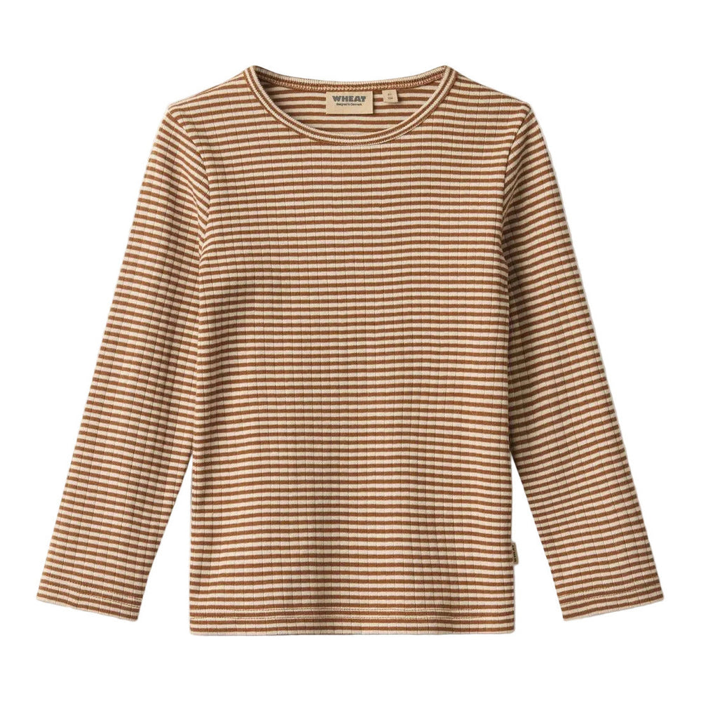 STIG ORGANIC COTTON LONG SLEEVE STRIPED TEE - WARM HAZEL