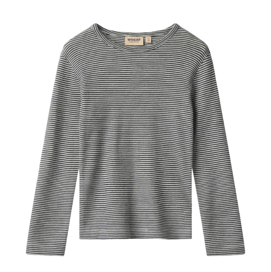 ALFIE MERINO WOOL LONG SLEEVE TEE - NAVY STRIPES