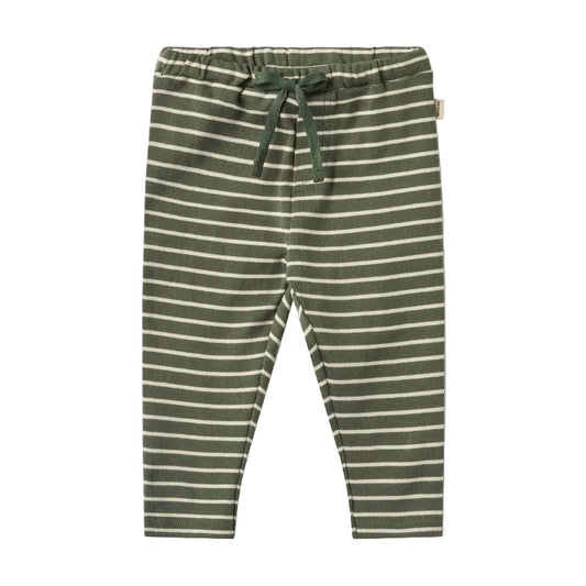 MANFRED JERSEY PANTS - DARK GREEN STRIPES
