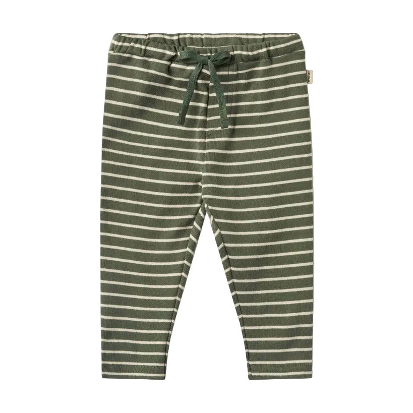 MANFRED JERSEY PANTS - DARK GREEN STRIPES
