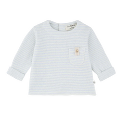 BRANTES LONG SLEEVE STRIPE POCKET T-SHIRT - CIEL