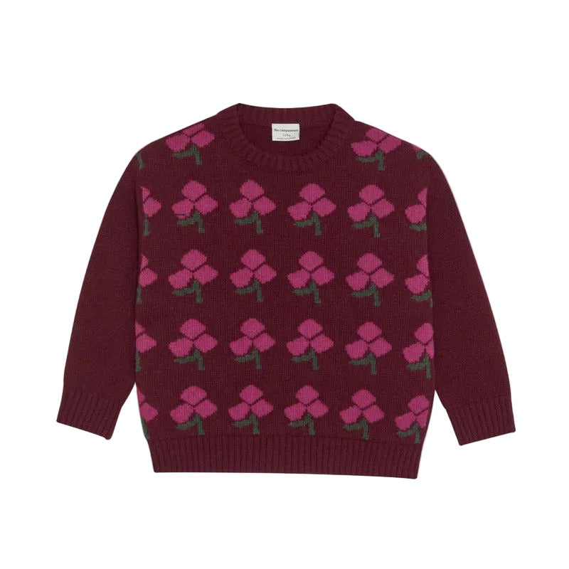 FLOWERS BURGUNDY WOOL JUMPER
