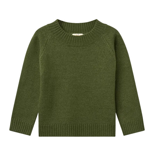 MERINO WOOL PULL OVER - DARK GREEN