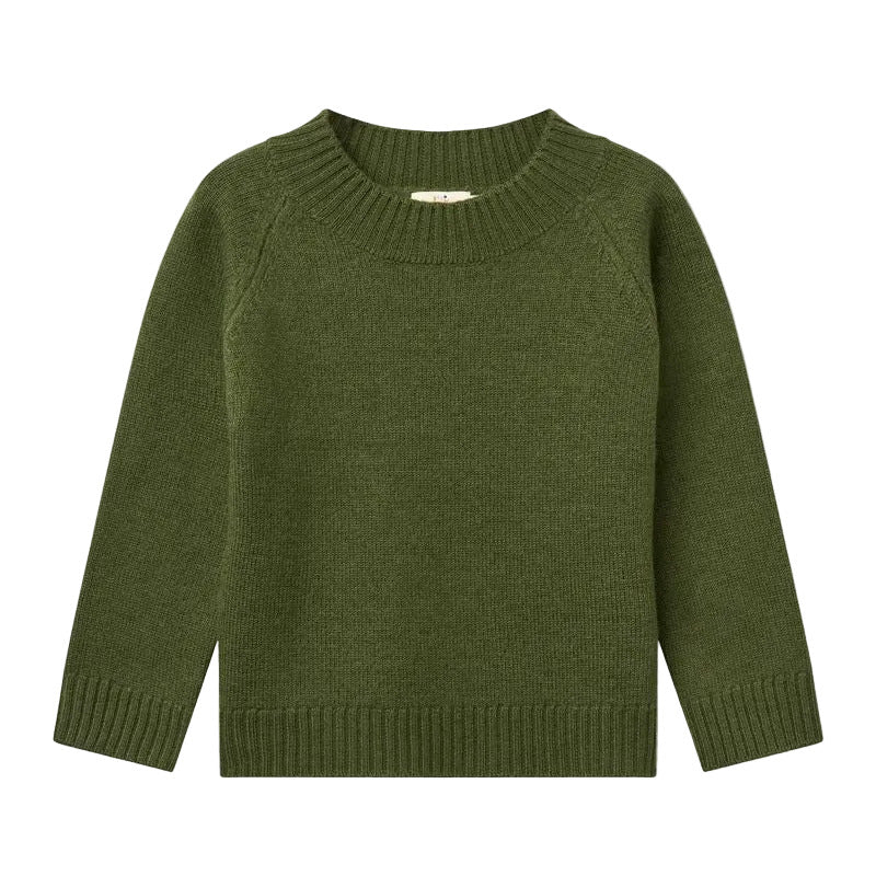MERINO WOOL PULL OVER - DARK GREEN