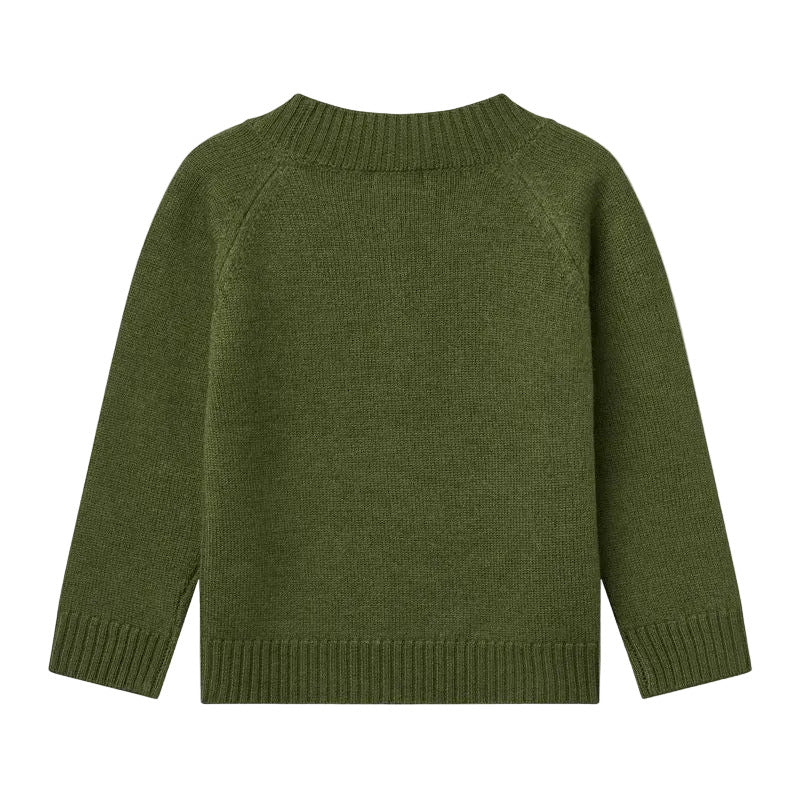 MERINO WOOL PULL OVER - DARK GREEN