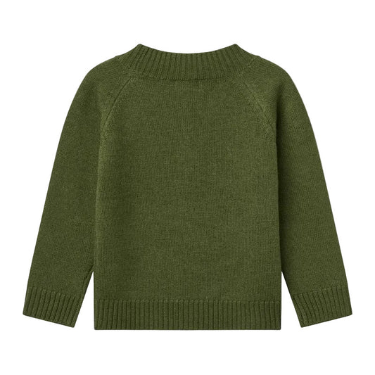 MERINO WOOL PULL OVER - DARK GREEN