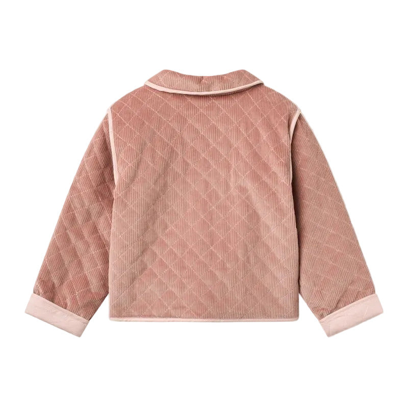 QUILTED CORDUROY JACKET W EMBROIDERY - TEA ROSE