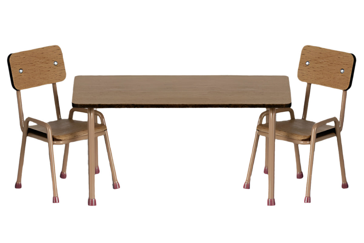 MAILEG MOUSE TABLE AND CHAIRS SET - DARK POWDER