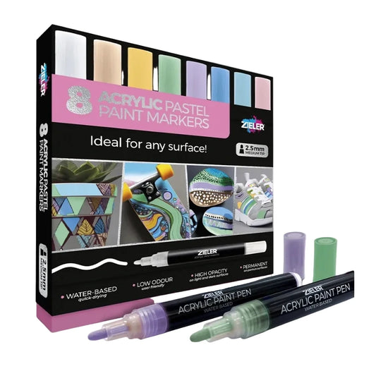 ACRYLIC PAINT PENS - 8 PASTEL COLORS