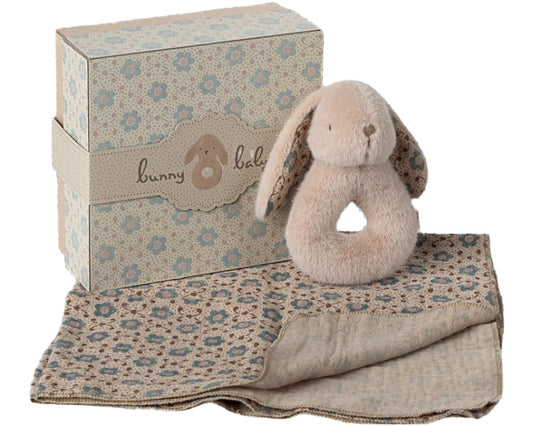 MAILEG RABBIT RATTLE SET - POWDER