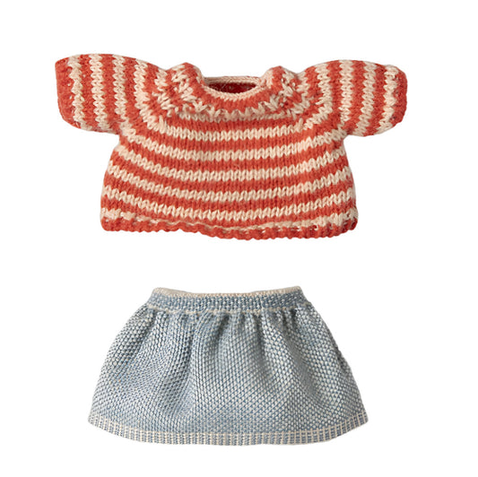 MAILEG KNITED STRIPE SWEATER AND SKIRT - BIG SISTER