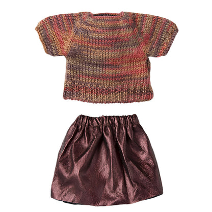 MAILEG METALIC SKIRT & KNITED SWEATER - MUM MOUSE