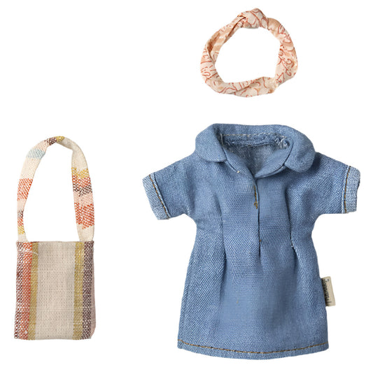 MAILEG DEMIN DRESS & BAG - MUM MOUSE