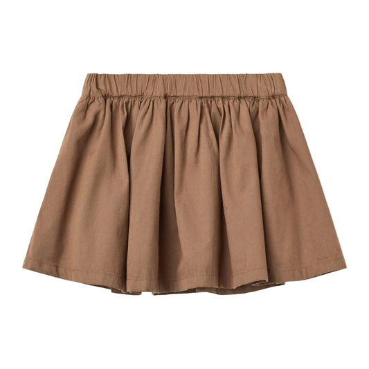 TWILL FLARE SKIRT - WALNUT