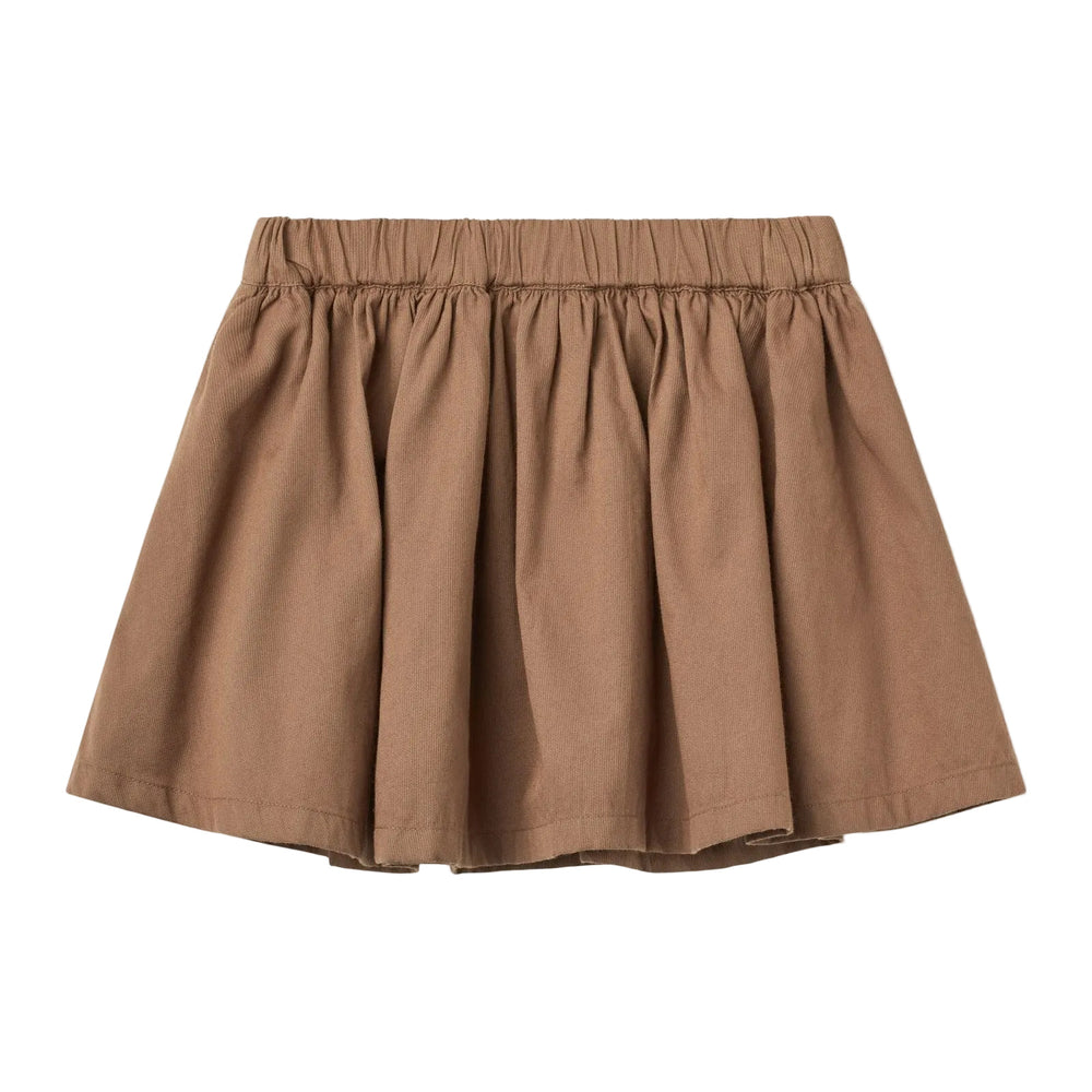 TWILL FLARE SKIRT - WALNUT