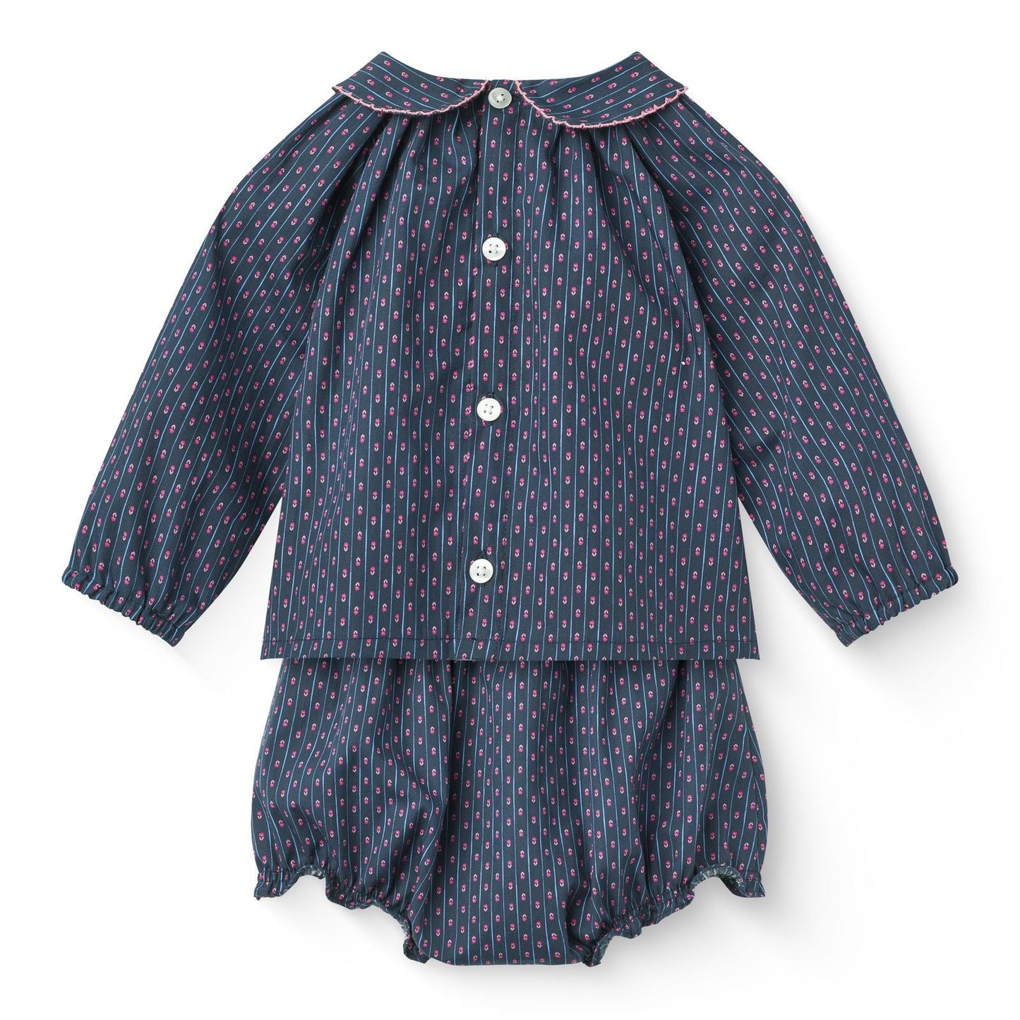 FLOWER BABY SET BLOUSE & BLOOMERS - NAVY