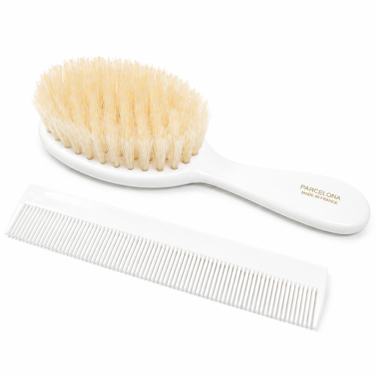 FRENCH BABY BRUSH AND COMB SET - WHITE