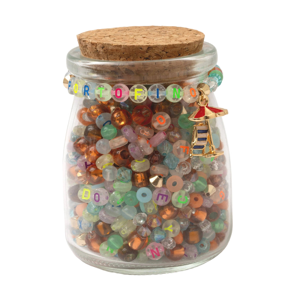 PORTOFINO COLORFUL NEON ALPHABET BEAD JAR JEWELRY KIT