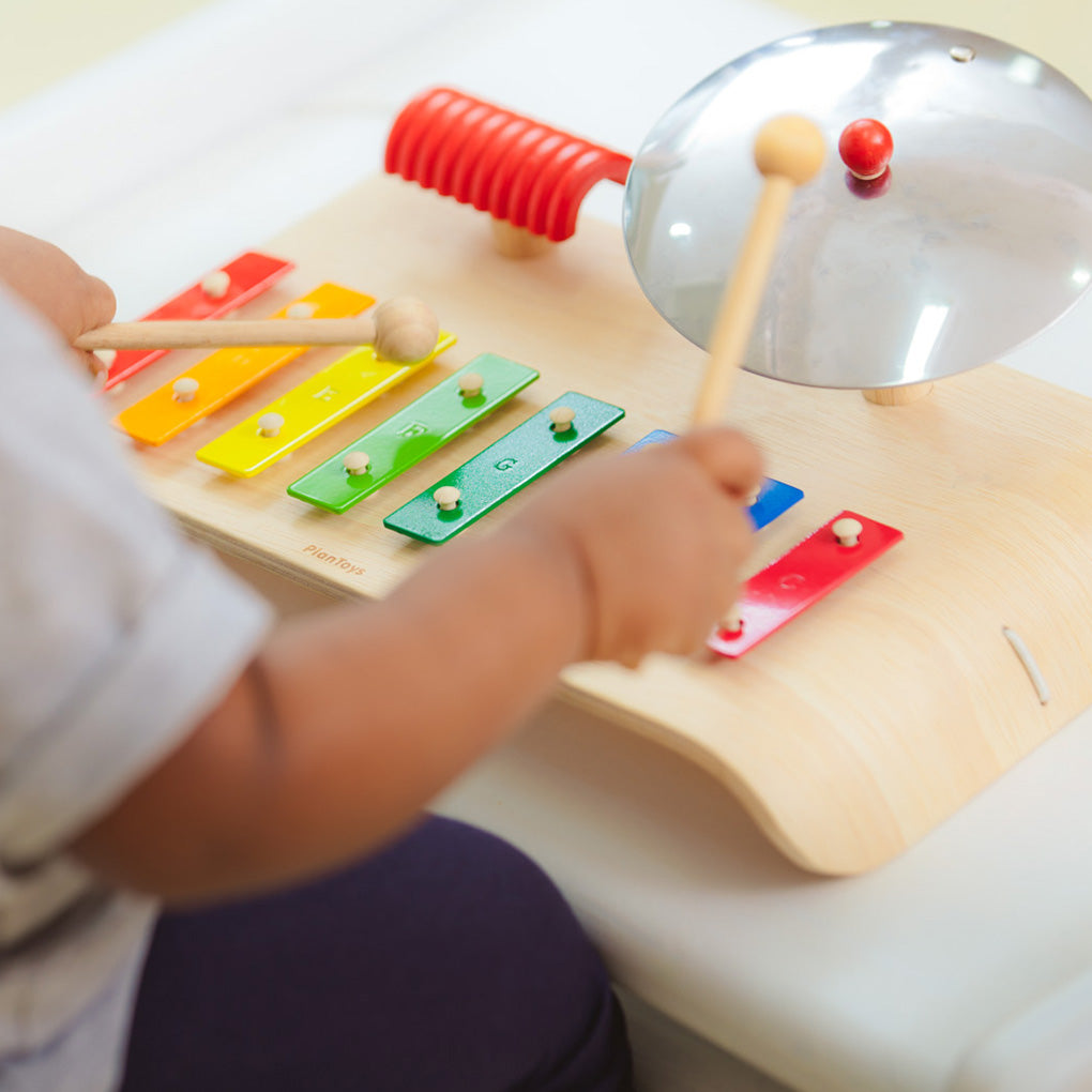 MUSICAL TOY SET WITH XYLOPHONE, CYMBAL & GUIRO