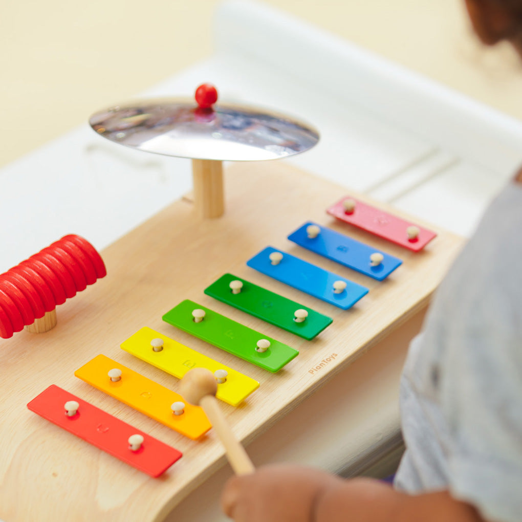 MUSICAL TOY SET WITH XYLOPHONE, CYMBAL & GUIRO