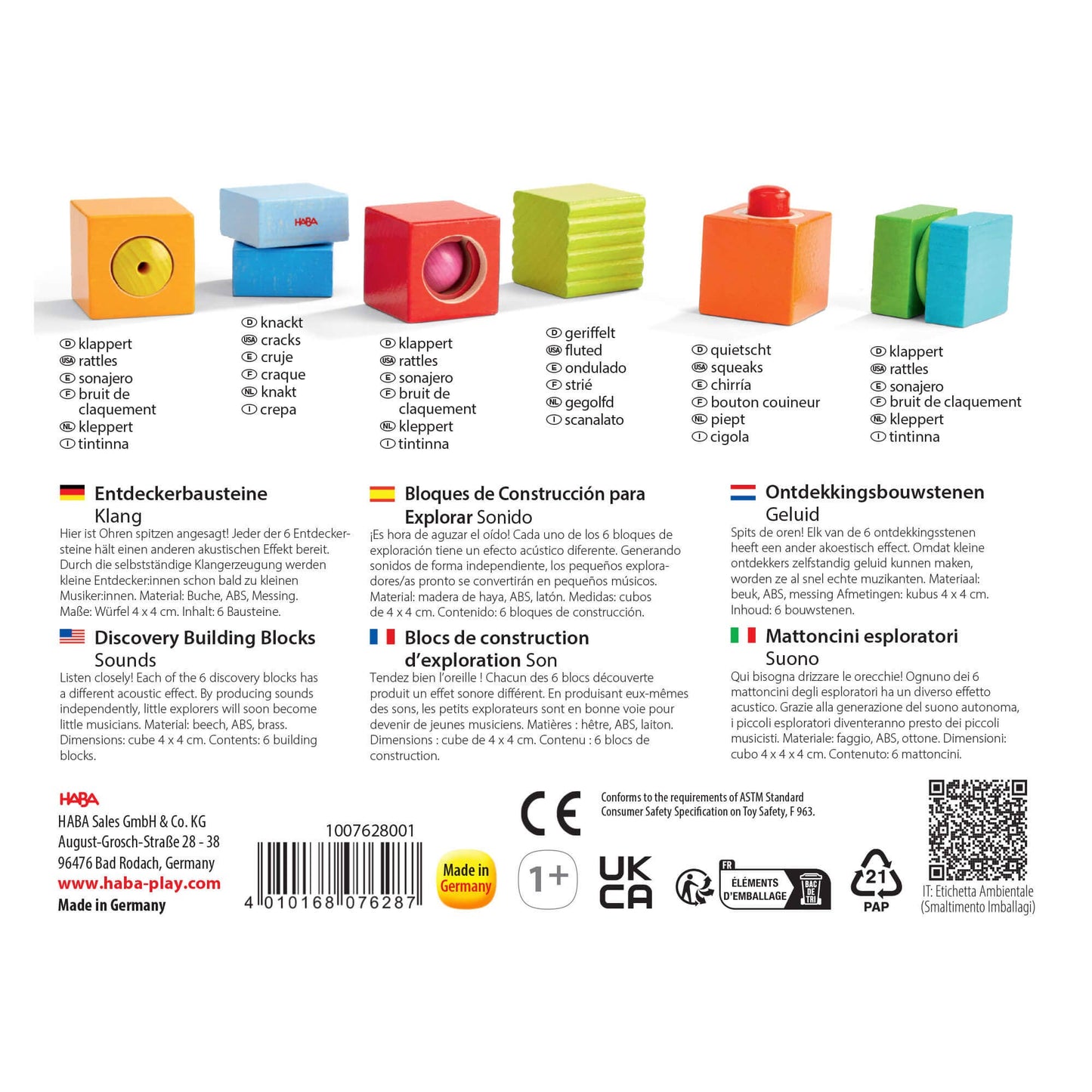 FUN WITH SOUND WOODEN DISCOVERY BLOCKS