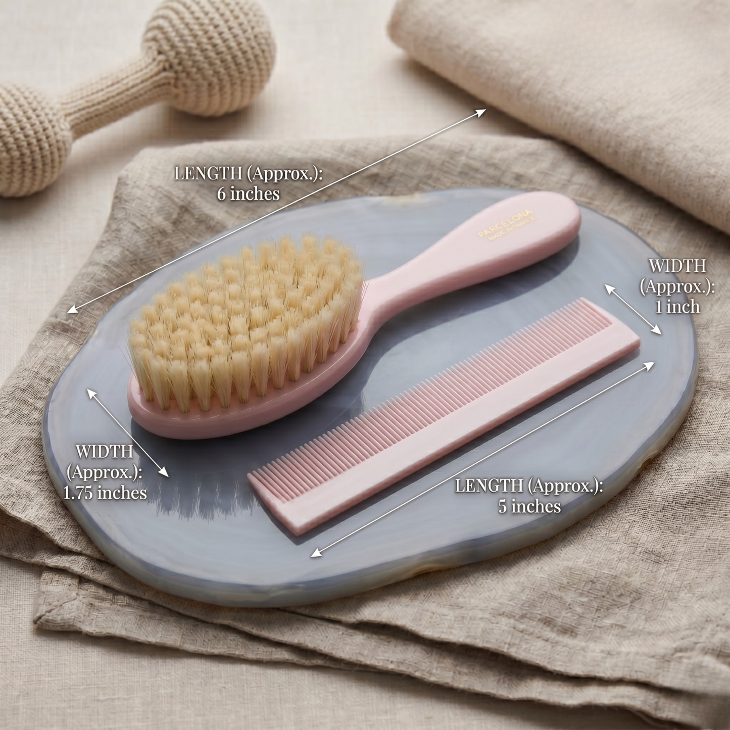 FRENCH BABY BRUSH AND COMB SET - LIGHT PINK