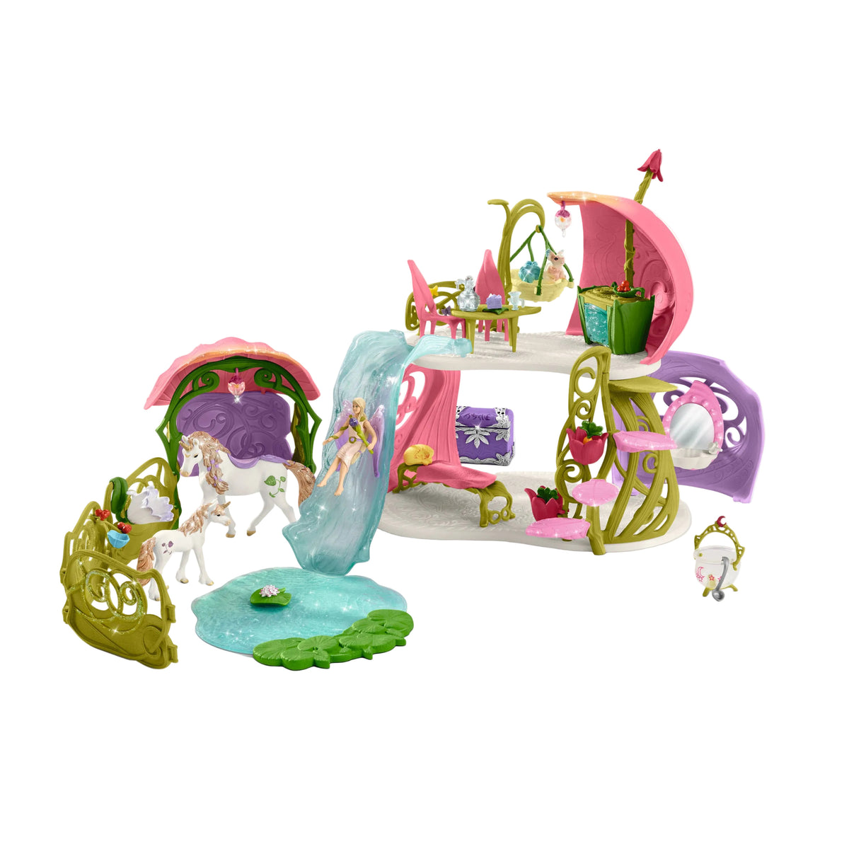 GLITTERING FLOWER FAIRY & UNICORN HOUSE PLAYSET