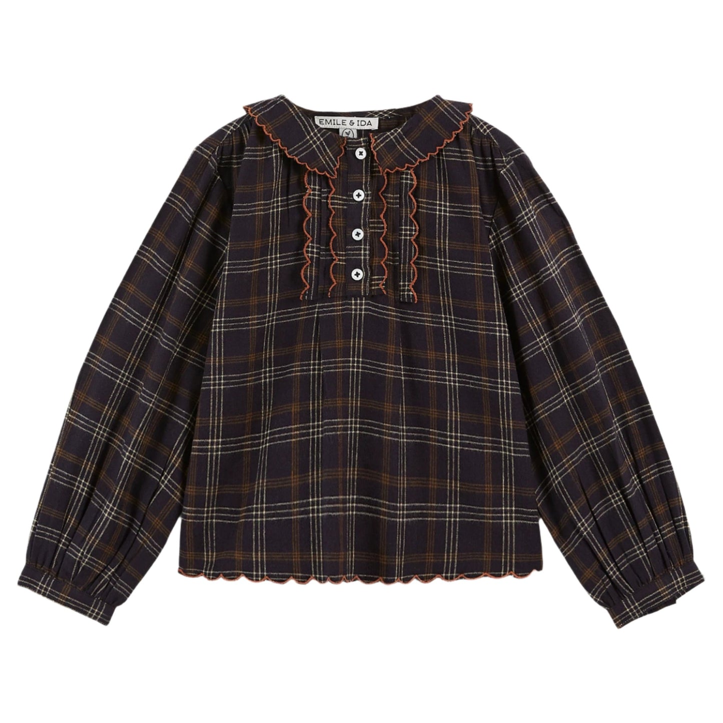 CARREAU GAVIN PLAID RUFFLE BLOUSE