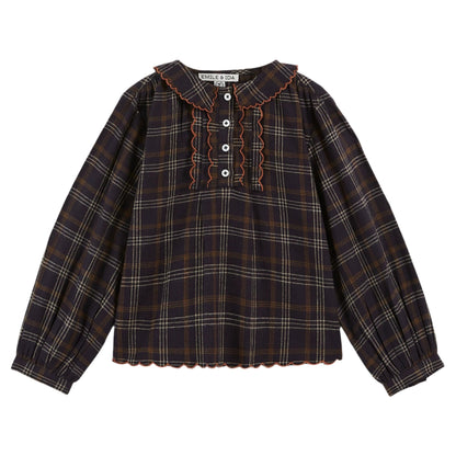 CARREAU GAVIN PLAID RUFFLE BLOUSE