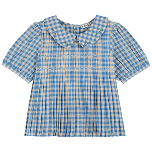 VICHY LAGOON BLUE GINGHAM CHECK BLOUSE