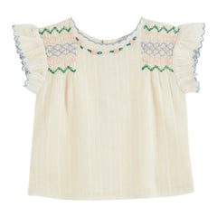 BRODEE SMOCKED BLOUSE - ECRU