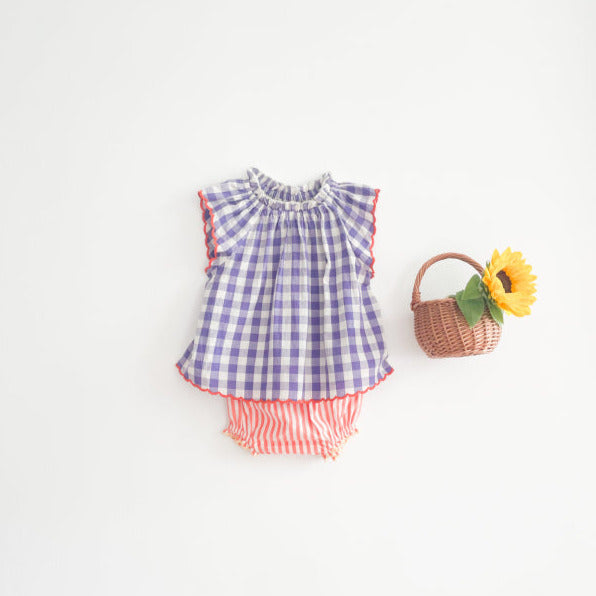 ANTONIA DRESS PURPLE GINGHAM