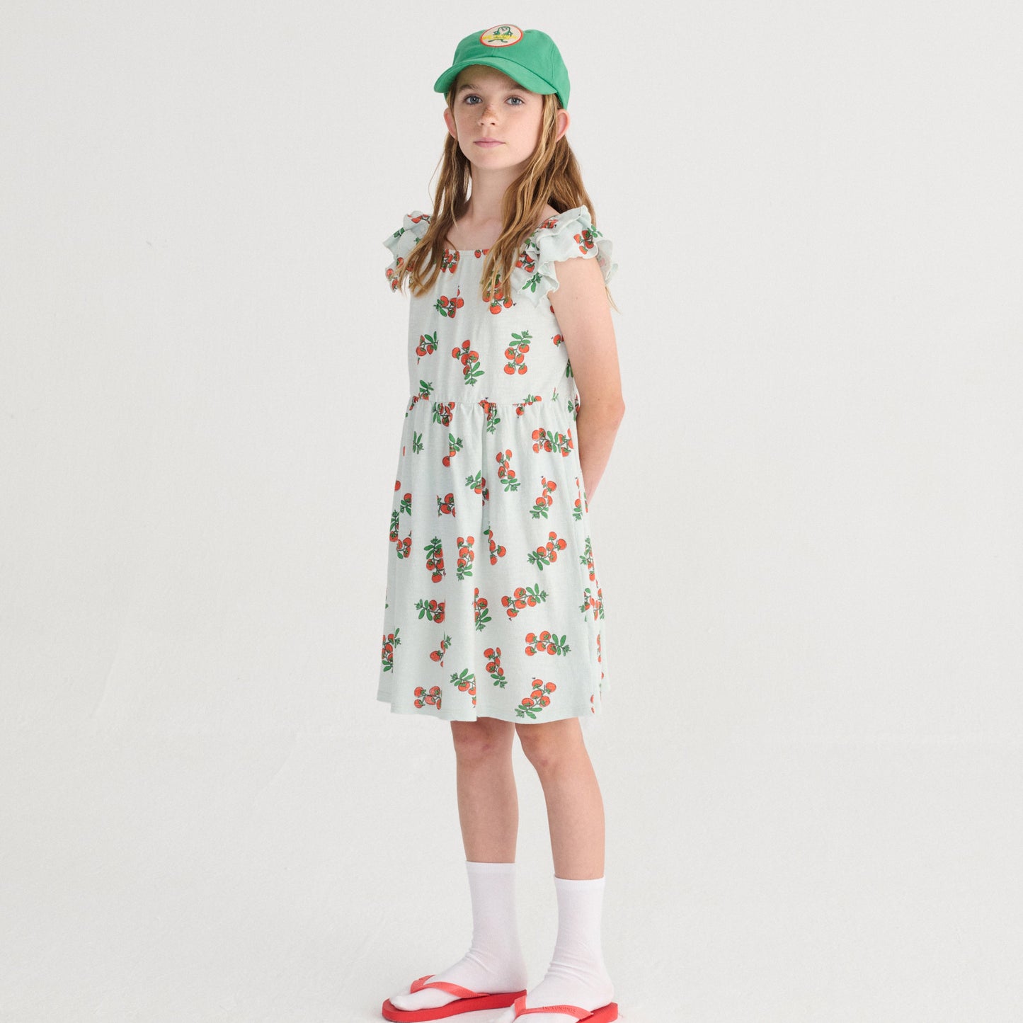JUICY TOMATOES ALL OVER RUFFLED DRESS
