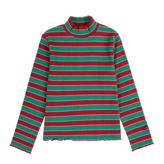 MUTLI-COLORED STRIPED TURRLENECK SHIRT